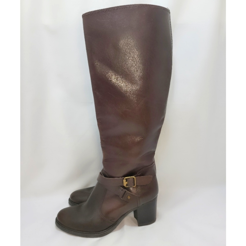 Aldo Tall Heeled Riding Boots Leather Zip 9.5 - Picture 4 of 12